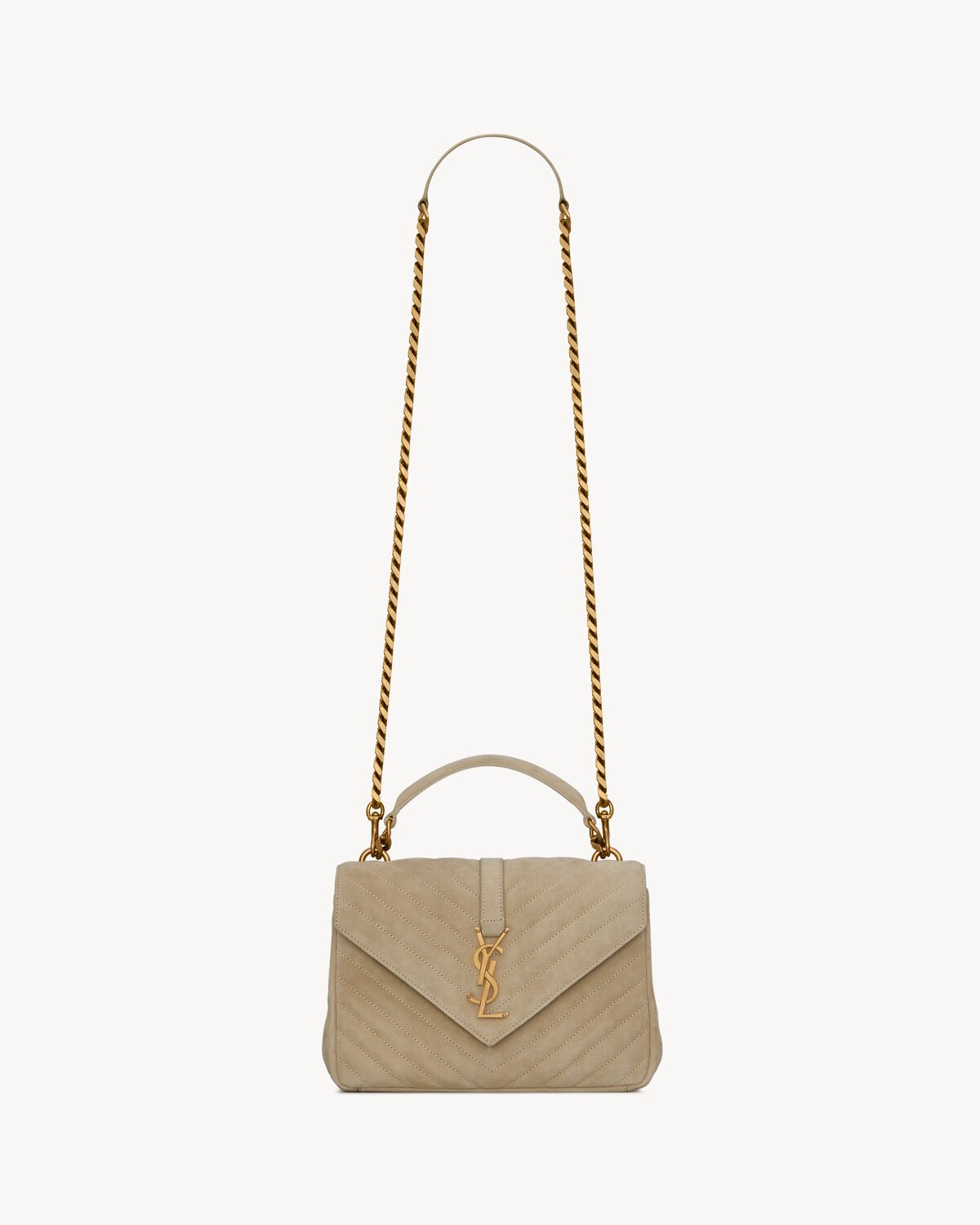 YSL College Medium in Quilted Suede - Image 1